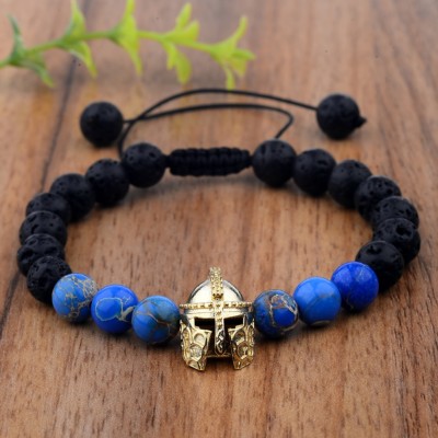 Men Spartan Warrior Knight Helmet Double Crown Bracelets Natural - Foto 12