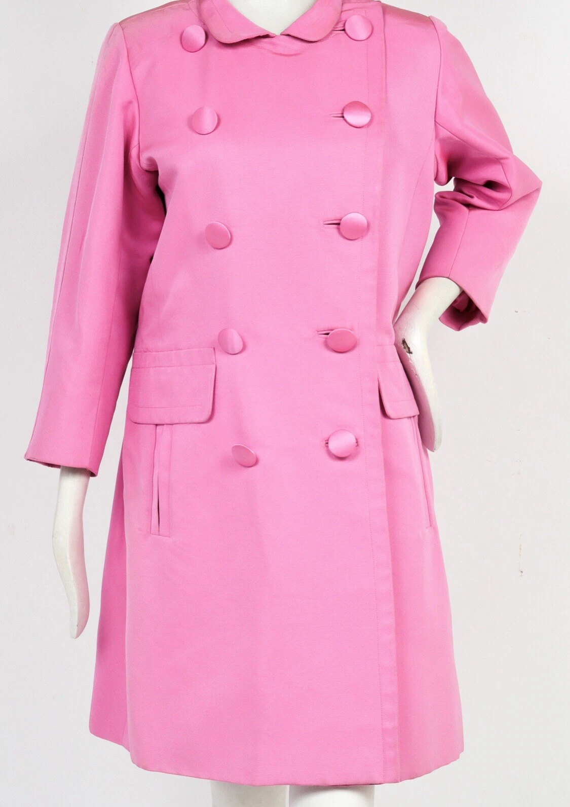 SAINT LAURENT (YSL) Cappotto Donna Vintage Yves Saint Laurent YSL Couture Rosa Seta Doppio Petto