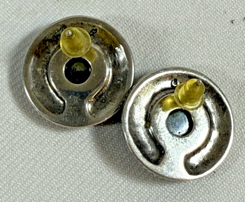 Vintage Carolyn Pollack Sterling Silver Turquoise Round Post Stud Earrings - Picture 6 of 7