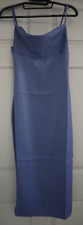 WeWoreWhat WWD18-1 Women's Sz 0 Slate Blue Cowl Midi Satin Charmeuse Dress $89