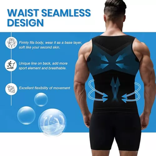 Mens Slimming Body Shaper Tank Top Abdomen Gynomastica Compression Vest Shirt - Picture 8 of 21