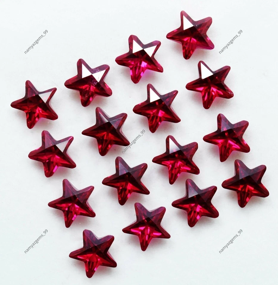 7 MM  16 Pcs Natural Red Ruby Star Cut Certified Loose Gemstone Lot - Image 4 of 4