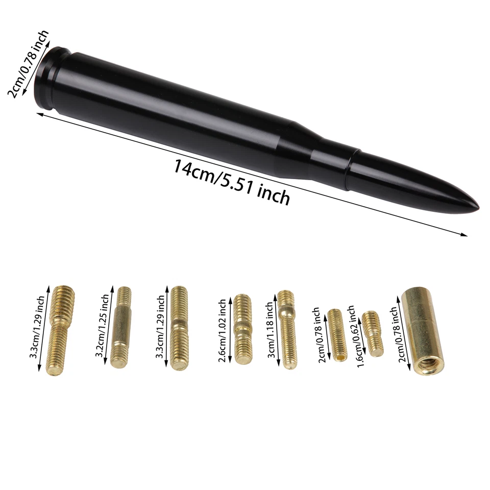 Black 50 Cal Bullet Antenna Fits Car Dodge RAM 1500 2500 3500 4500 Pickup Trucks - Image 2 of 4