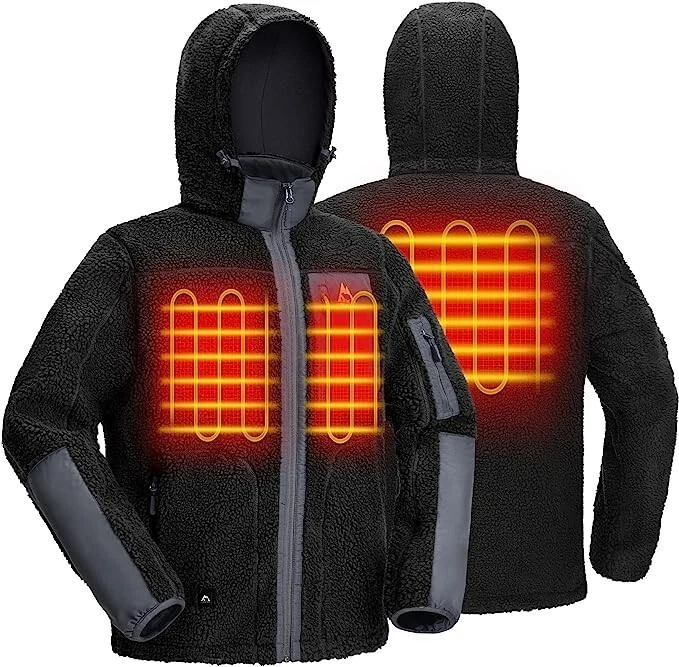 KINGS TREK Heated Jacket Fleece for Men, Windproof Sherpa Heating Coat SMALL