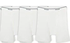 Mens 3Pack Fruit of the Loom White Boxer Briefs  Underwear 100% Cotton S M L XL