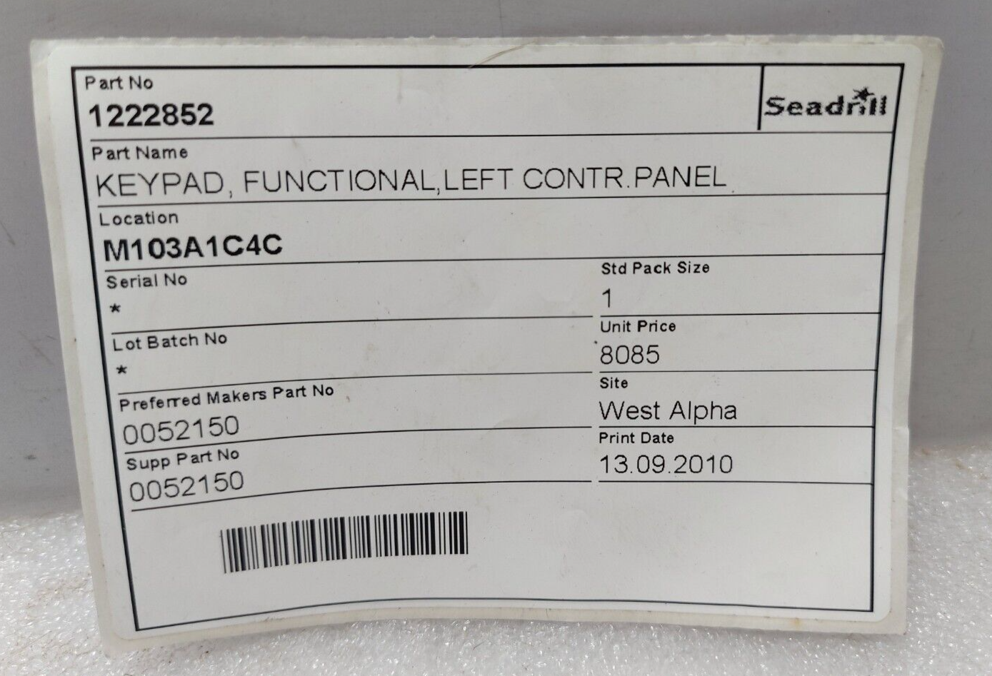 1222852 Keypad Functional Left Contr.Panel 20016261+74 Profibus 