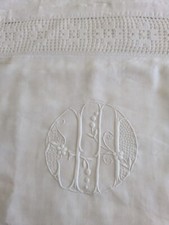 grand drap ancien lin  2m/3 m monogramme