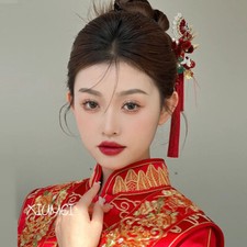 Chinese Style Red Tassel Headdress Bride's Ancient Style Hair Accessories Set
