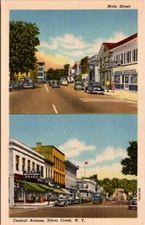 Silver Creek NY Central Avenue Texaco Dutch Kitchen c1948 Linen postcard NQ9