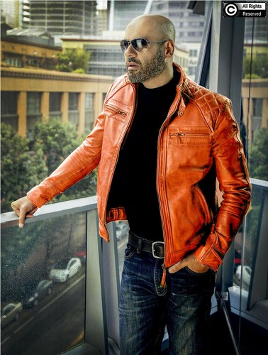Men's Orange Cafe Racer Style Classic 