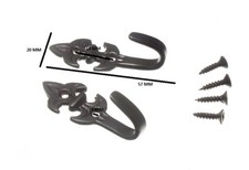 Embrasse Rideau Embrasse Fleur de Lys Noir avec Vis 60mm 4 Paires