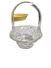 Flower Embossed Glass Candy Dish with Handle