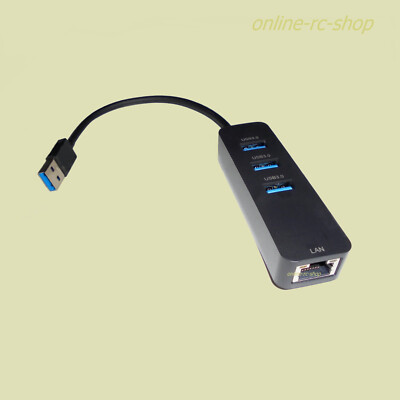 Helos HUB - USB-A 3.2 Stecker auf 3x USB-A 3.2 und RJ45 Gigabit Netzwerk Buchse