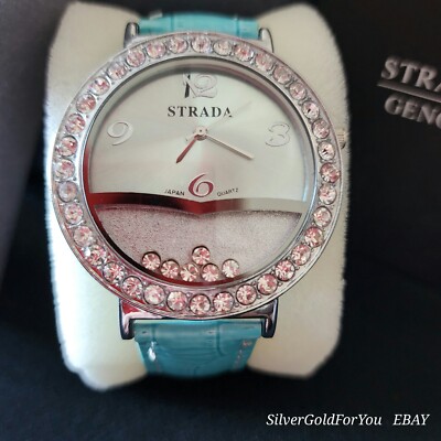 STRADA Genoa Wrist Watch Teal Turquoise Aqua Strap VTG NEW IN BOX RARE