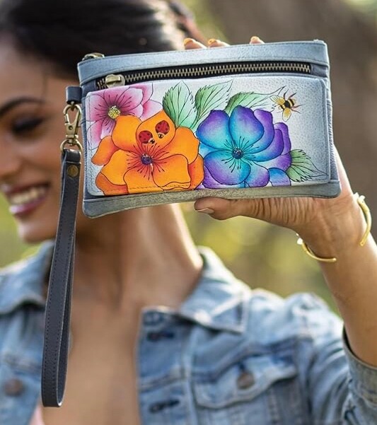 Anuschka Anna NWT🌺Wristlet Organizer Wallet-Paradise Found Grey-1838-PDF-GRY