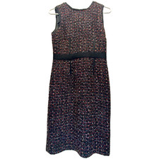 Talbots Wool Sheath Dress Fully Lined Black Red White Blue Tweed Women's Size 4