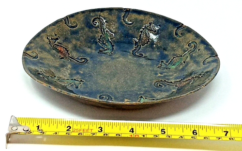 Seahorse Pottery Trinket Dish Vanity Tray Student or Studio Art Project Piece - Picture 11 of 11
