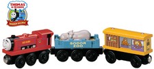 THOMAS THE TANK FRIENDS - WOODEN IVO HUGH WITH ZOO CARS 2002 NEW/RETIRED