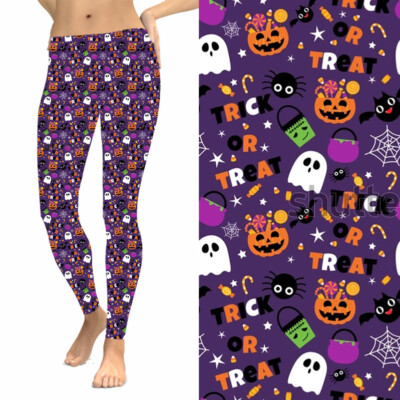 Halloween Pumpkin Ghost Trick-Or-Treat Women's Leggings TC2 Ext Plus Size 20-26