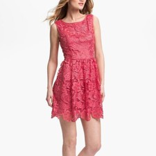 Adrianna Papell Lace Fit  Flare CORAL SIZE 8 375 NWT