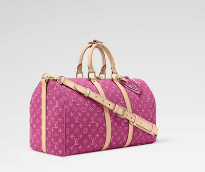 Louis Vuitton Keepall Bandouliere 45 Denim Boston Bag Pink M27944