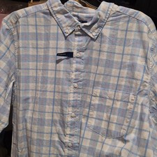 George Sterling Grey Plaid Men's XL Poplin Stretch Short Sleeve Button-Up Shirt