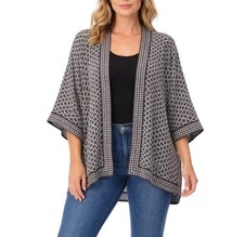 Max Studio Lightweight Black White Geometric Cardigan Boho Kimono Women  s Medium