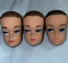 LOT OF 3 Vntg 1960s Fashion Queen Barbie Doll Heads-Molded Hair. TLC Green Ear