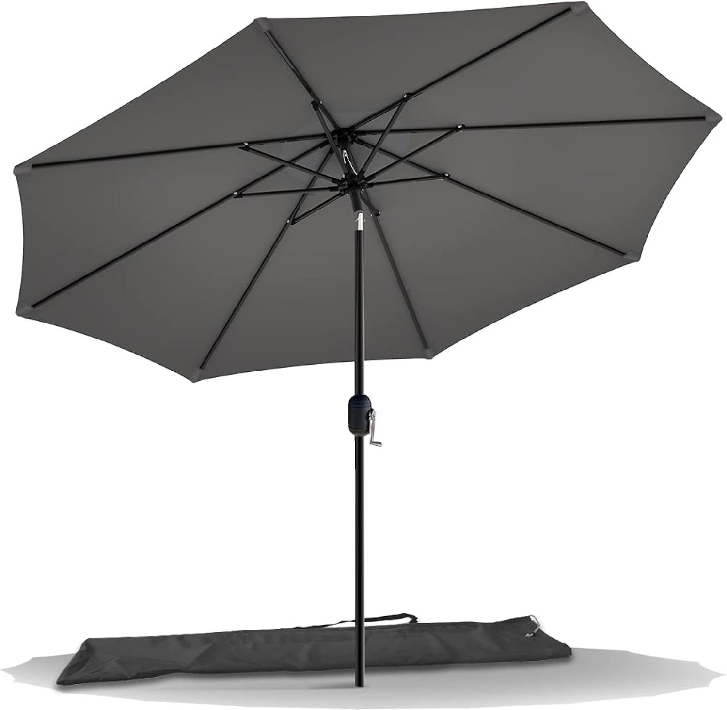 2.7m Garden Parasol Umbrella with Cover Crank & Tilt Grey Outdoor Patio Sun