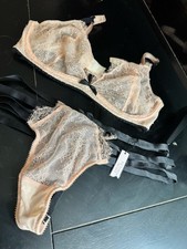 Victoria  s Secret Strapy Bra  Thong Panties Set 36D/M