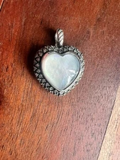 David Yurman Mother Of Pearl & Diamond Heart Pendant Enhancer 