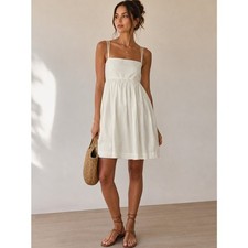 WILLOW LTD White Babydoll Mini Dress Size large