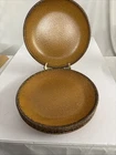 4 McCoy Pottery Dinner Plate Canyon Mesa 10 3/8" Rustic Brown Stoneware Vtg USA