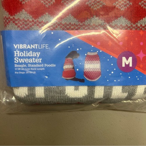 Vibrant Life Holiday Sweater Red Gray Spoiled Beagle Standard Poodle Size Medium - Picture 5 of 7