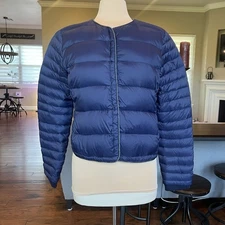 Monoprix Femme Jacket Down Puffer Coat Women's Size 44 EUR 12 USA Marine Blue L