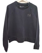 Under armor Women  s Cropped Sweatshirt Large Black Side Slits Hem Pullover