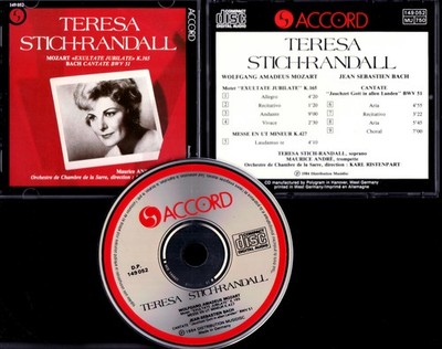TERESA STICH-RANDALL spielt MOZART & BACH   CD m. MAURICE ANDRE, KARL RISTENPART