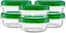 8 Ounce 10 Pack Twist Cap Containers Clear Bottom with Green Top Screw on Lids