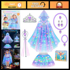 Unicorn Light-Up Princess Dress Up Cape  Crown Costume for Girls 3-6 Years
