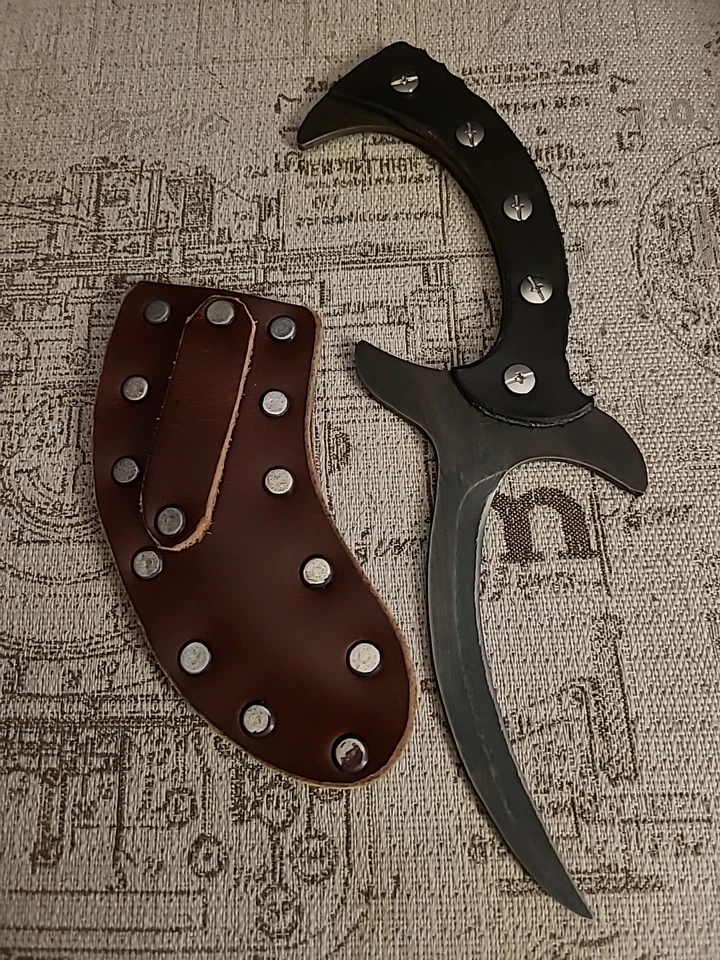 Cuchillo de hoja fija gancho de agarre hecho a mano artesanal Rcane Foto 4 de 4