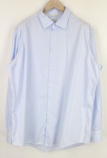 SUITSUPPLY Men's Shirt 47/18.5 Blue Slim Fit Striped Pure Cotton Formal Wear