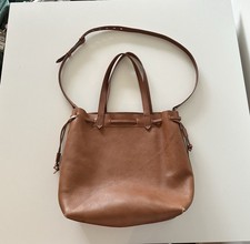 Madewell Medium Drawstring Transport Tote Leather Purse Brown Bucket Crossbody