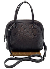 AuthGucci Guccissima Leather Dark Brown 2Way Shoulder Handbag W/Dustbag BD040016