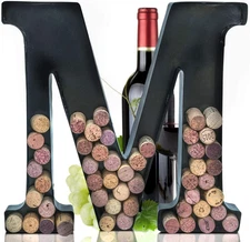 Metal Letter Wine Cork Keepsake Saver & Holder Monogram w/Free Wall Mount Kit A-
