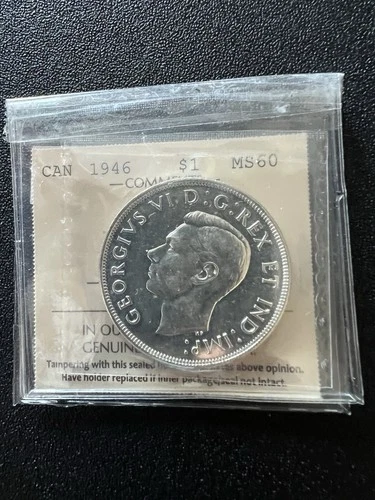 1946 Canada Silver $1 Dollar ***ICCS Graded MS-60*** KEY DATE