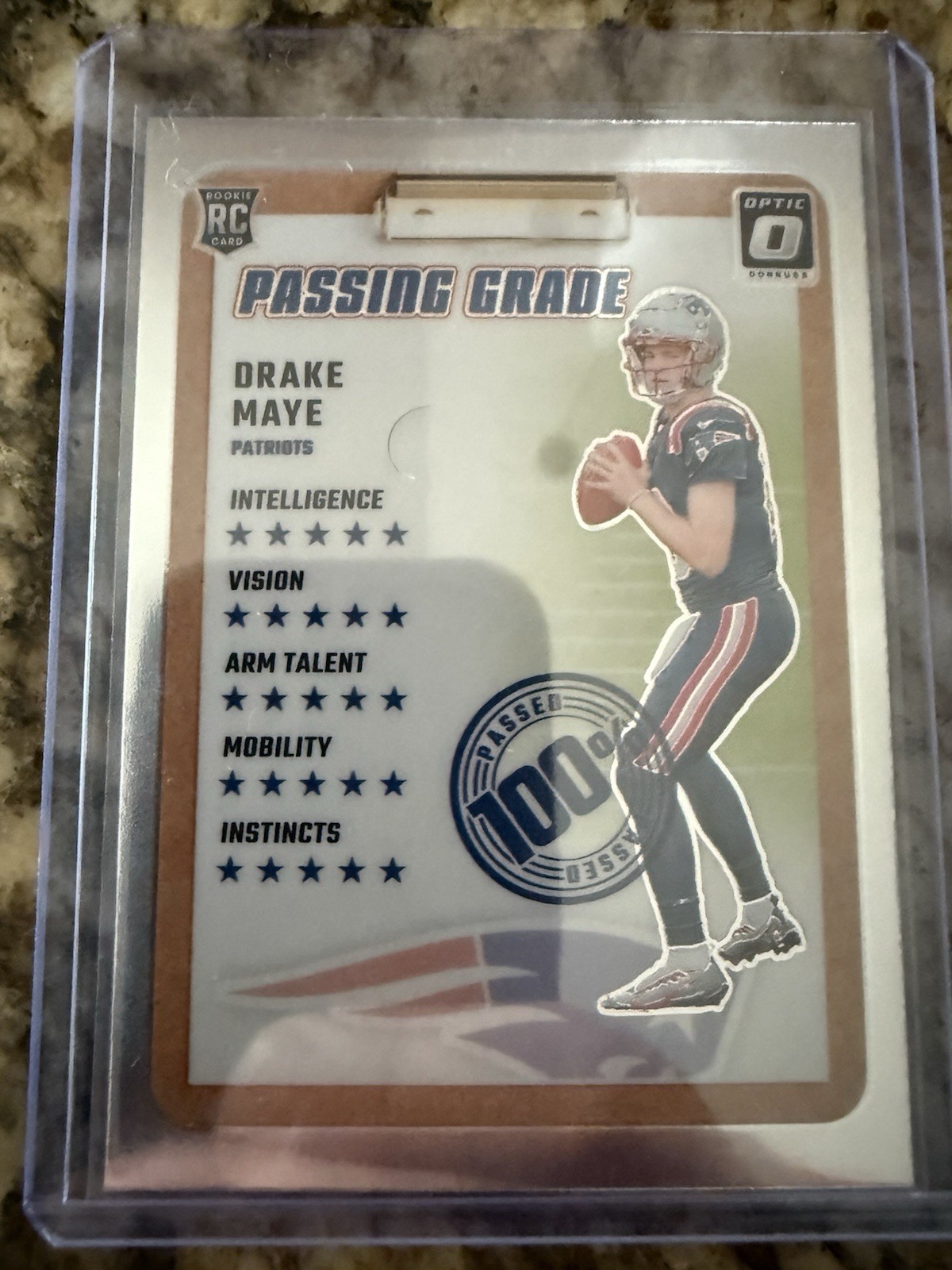 2024 Panini Donruss Optic Drake Maye Rookie Card Passing Grade No. 4 Patriots