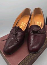 Etienne Aigner 6.5 Women Merlot Red Leather Pump Box Heel Shoes Vtg Apron Toe