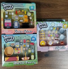 Lot of 3 Teeny Tinies Picnic Party, High Tea,  Retro Diner Teeny Playsets NIB