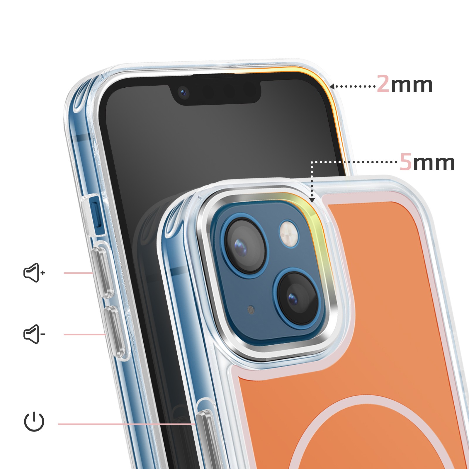 Coque iPhone 14 antichoc orange Avizar à double structure de protection - 3