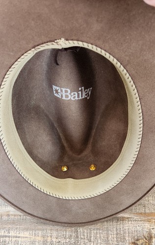 Bailey 100 % Wolle Fedora Hut flache Krempe Größe Medium braun hergestellt in den USA - Bild 8 von 12